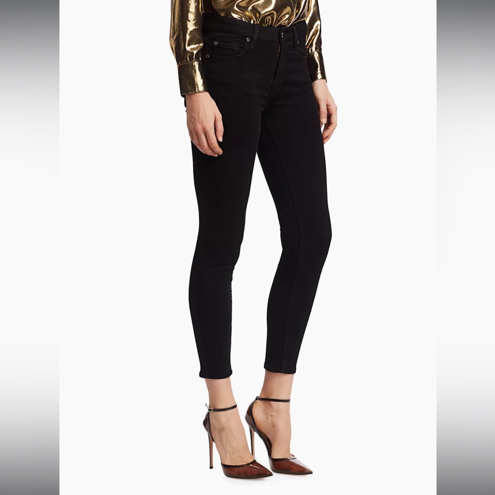 NWT Black, 7 For All Mankind: The Ankle Gwenevere - High-Waisted Skinny Jeans